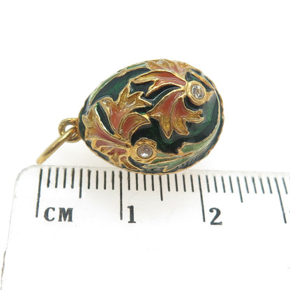 RAFKA Retired Sterling Silver Vermeil Enamel Rhinestone Easter Egg Charm Pendant