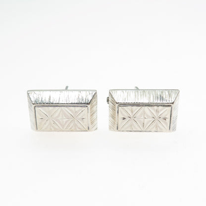 JUWEL 835 Silver Vintage Diamond-Cut Modernist Cufflinks
