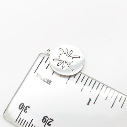 925 Sterling Silver USA Two In Town Spider Charm Pendant