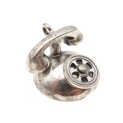 Danecraft Sterling Silver Antique Art Deco Rotary Phone 3D Mini Charm Pendant
