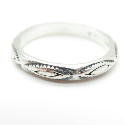 SHUBE 925 Sterling Silver Vintage Eye Tribal Band Ring Size 8.5