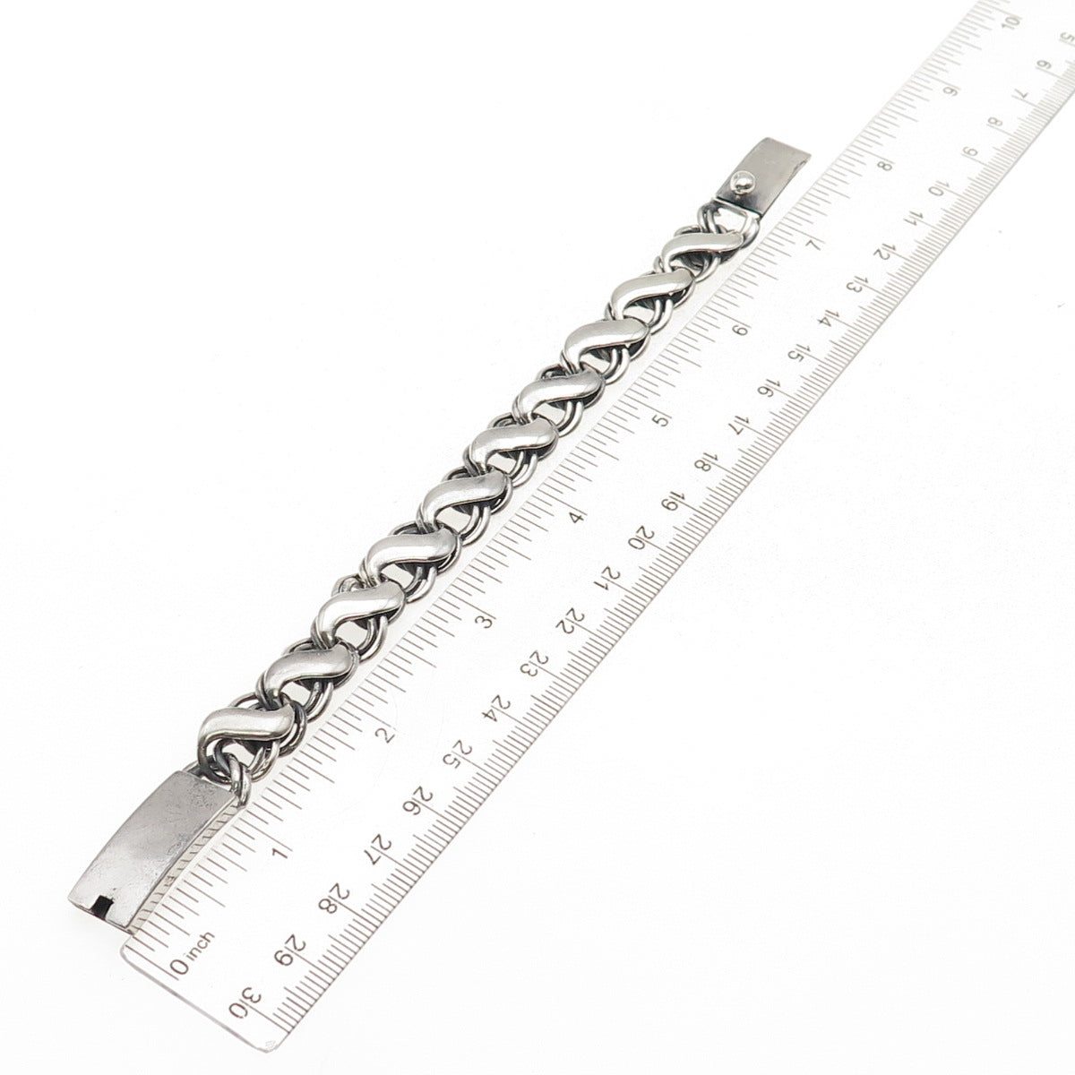 925 Sterling Silver Vintage Mexico Infinity Link Oxidized Bracelet 6.5"