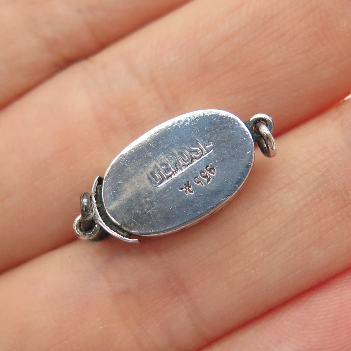 DEPOSE 935 Silver Antique Enamel Real Marcasite Bracelet / Necklace Box Lock