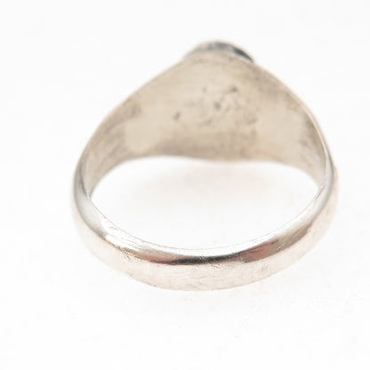 Old Pawn 925 Sterling Silver Vintage Southwestern Turquoise Ring Size 10.5