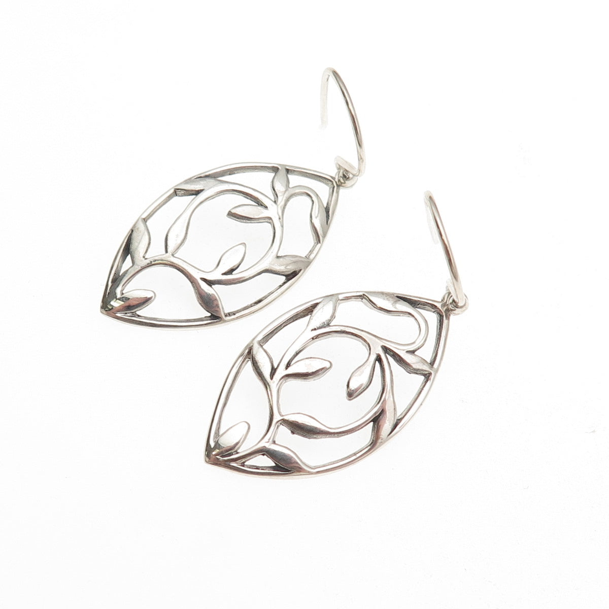 925 Sterling Silver Vintage Floral Dangle Earrings