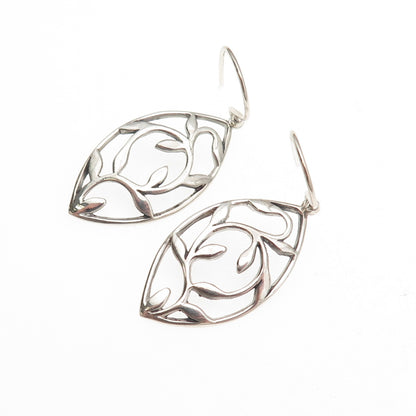 925 Sterling Silver Vintage Floral Dangle Earrings