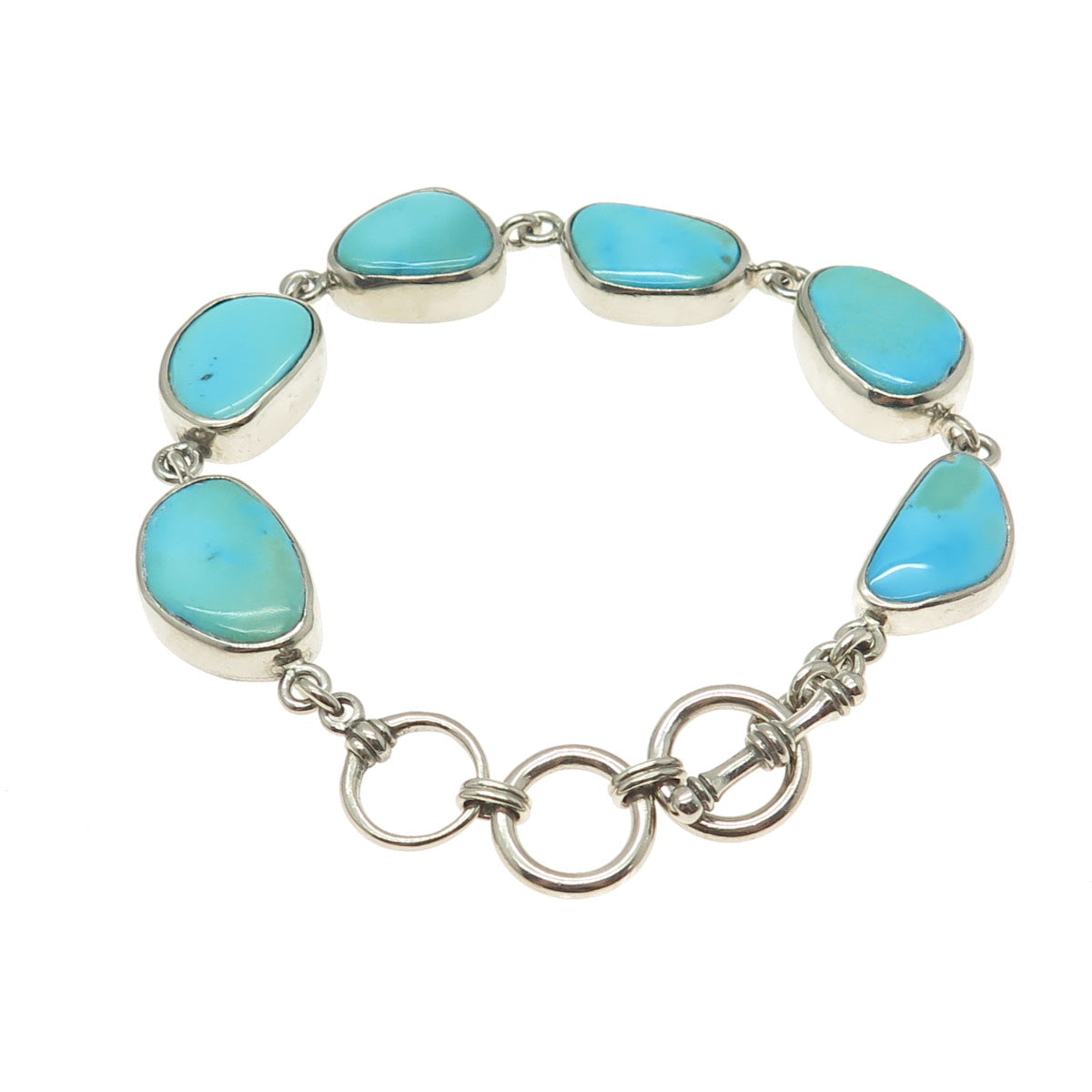 STARBORN 925 Sterling Silver Vintage Lone Mountain Turquoise Bracelet 7-7.75"