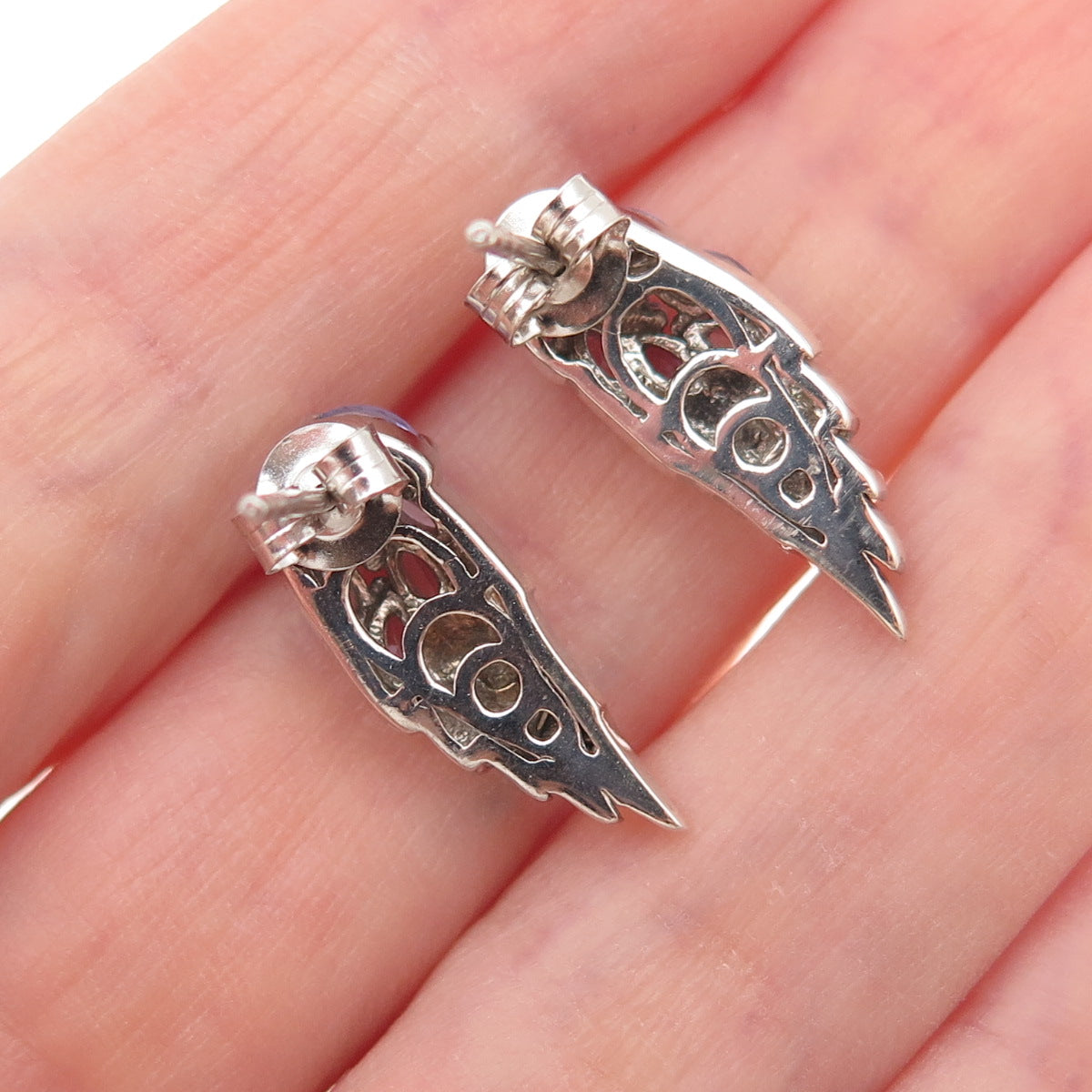 Chuck Clemency 925 Sterling Silver Real Tanzanite Angel Wings Earrings