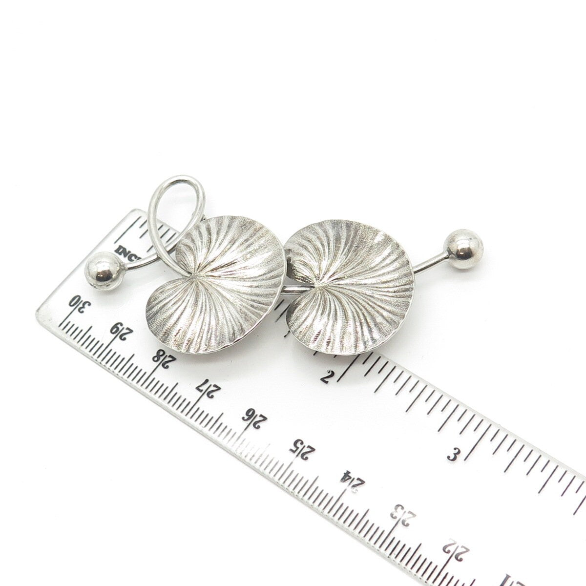 925 Sterling Silver Vintage Binder Brothers Lotus Leaves Pin Brooch