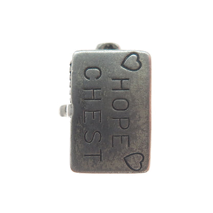 BEAU 925 Sterling Silver Vintage Hope Chest Box Minimalist Charm Pendant