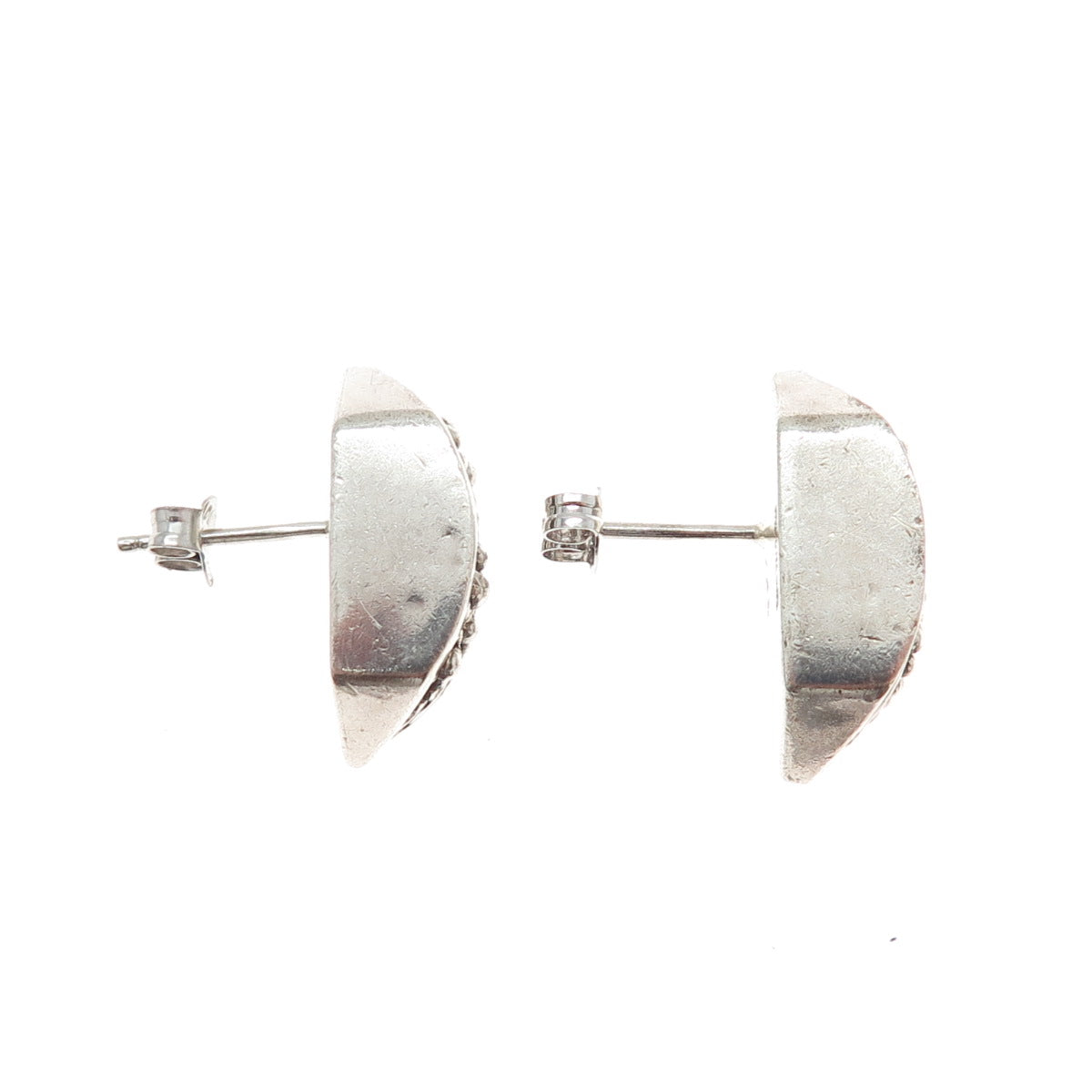 LOIS HILL Sterling Silver Vintage Granulated Signature Scroll Oxidized Earrings