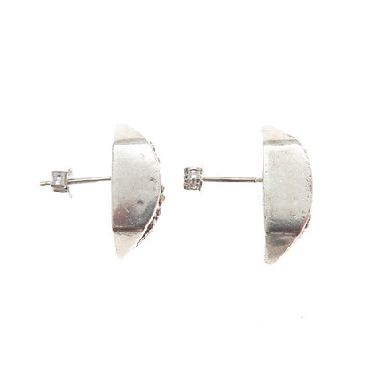 LOIS HILL Sterling Silver Vintage Granulated Signature Scroll Oxidized Earrings