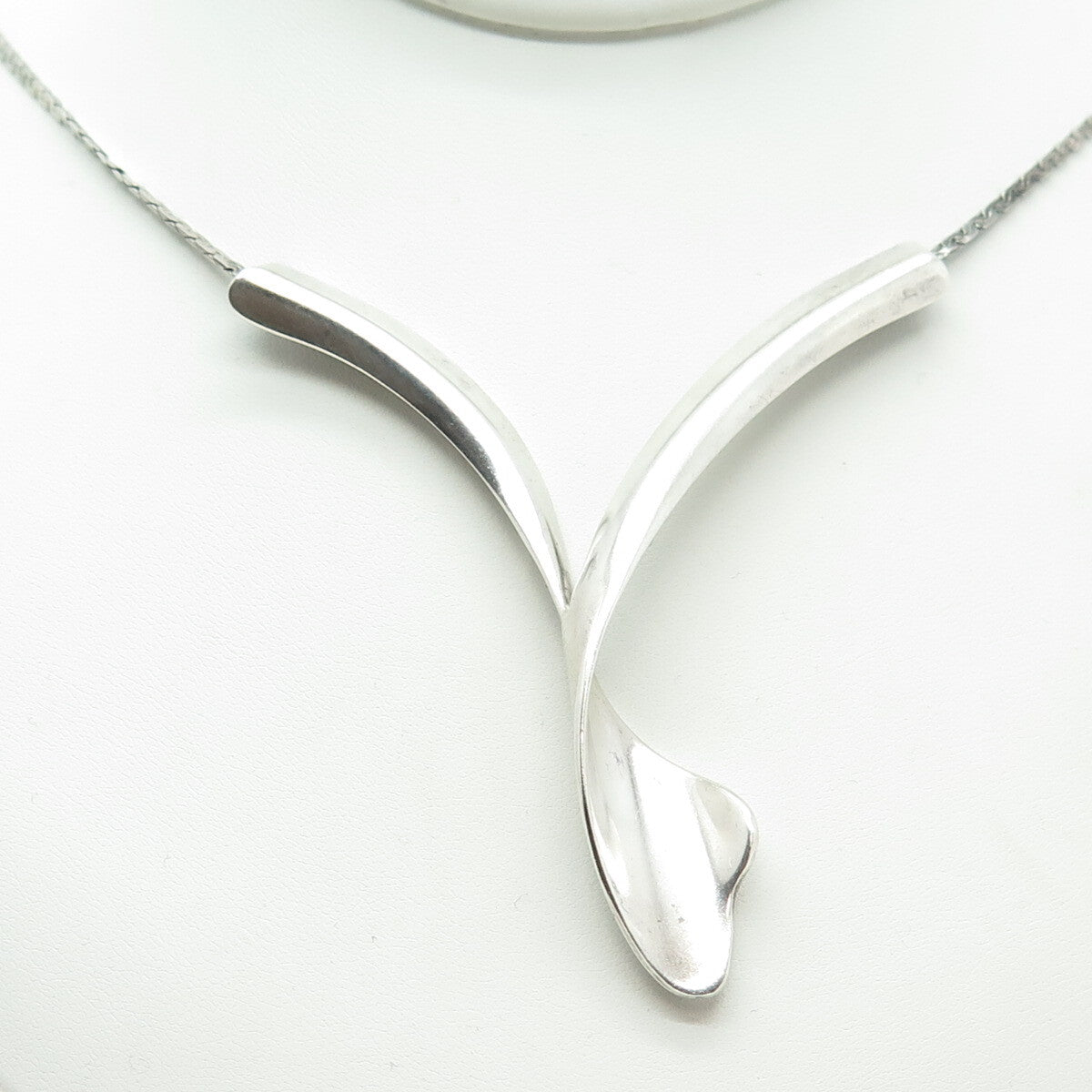 CIANI 925 Sterling Silver Vintage Modernist "V" Chain Necklace 20"