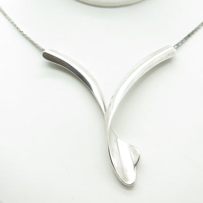 CIANI 925 Sterling Silver Vintage Modernist "V" Chain Necklace 20"