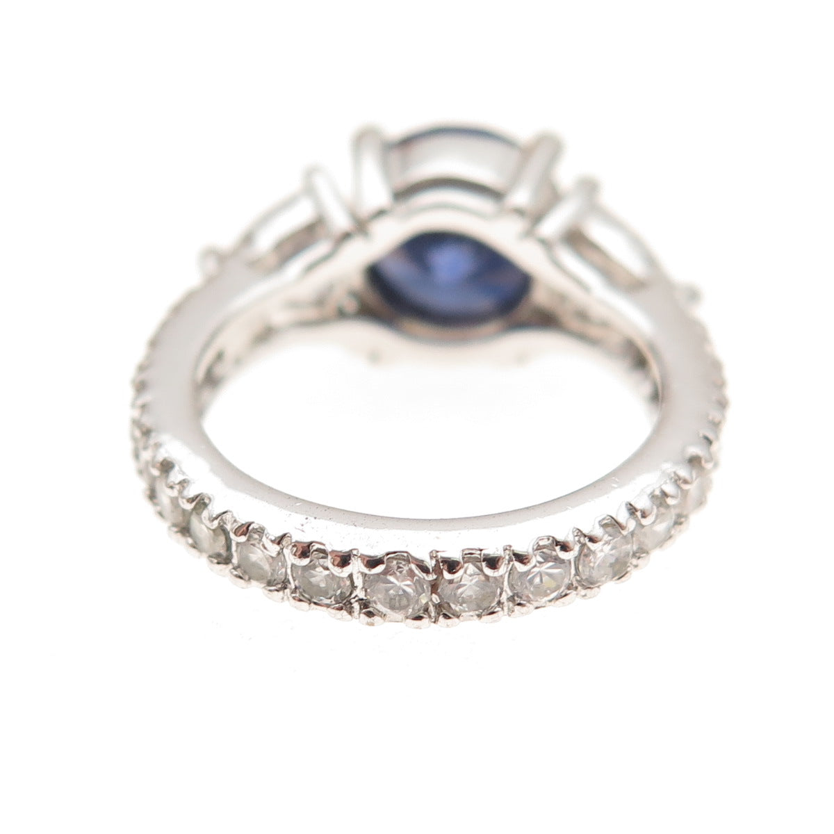 925 Sterling Silver Blue & White C Z Bohemian Ring Size 5