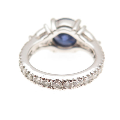 925 Sterling Silver Blue & White C Z Bohemian Ring Size 5