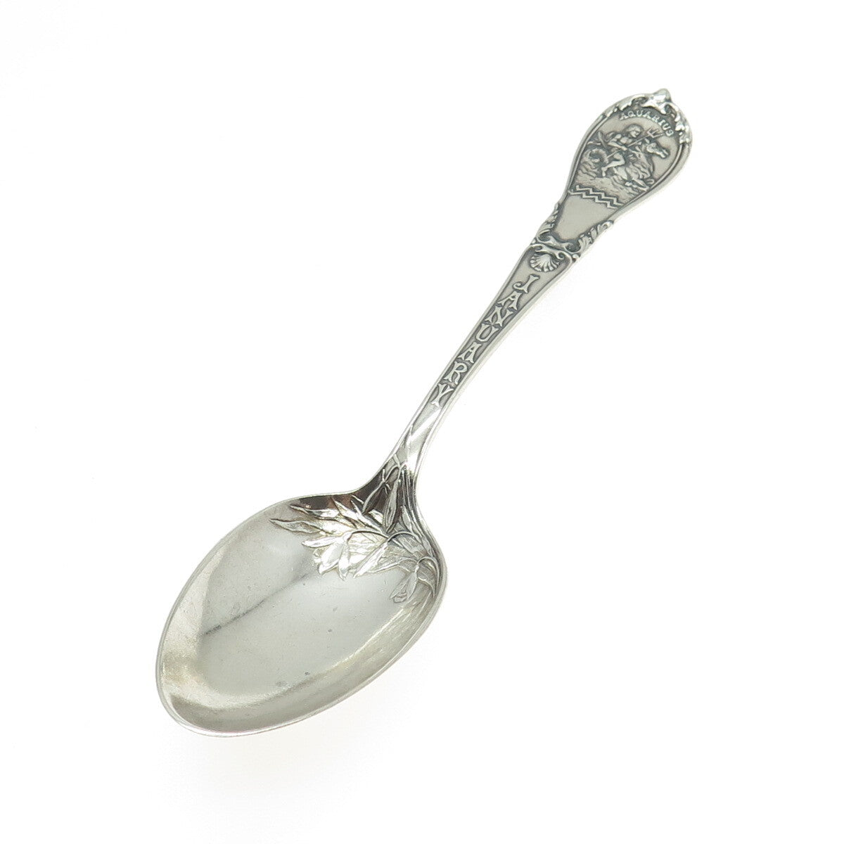 GORHAM 925 Sterling Silver Antique Art Deco Aquarius Zodiac January Coffee Spoon