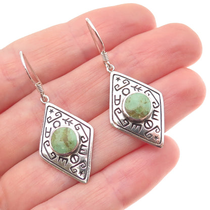 Boma 925 Sterling Silver Vintage Real Royston Turquoise Ethnic Dangle Earrings