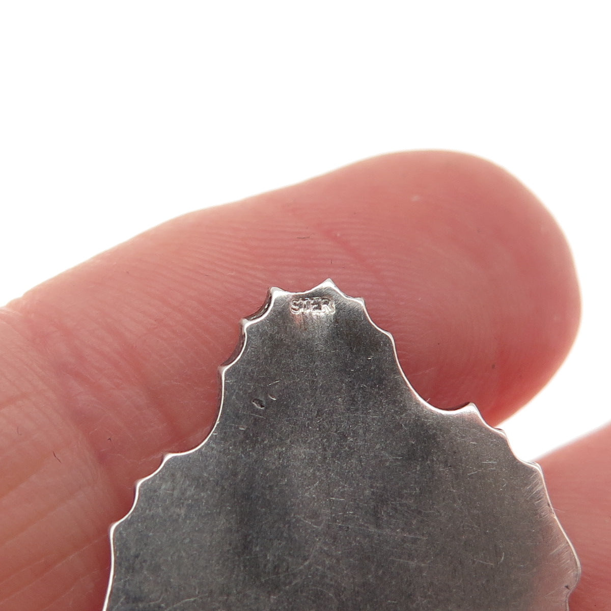 925 Sterling Silver Vintage Modernist Floral Oxidized Charm Pendant