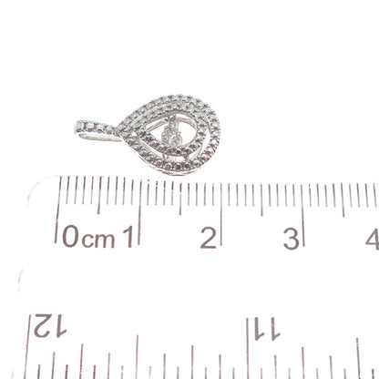 925 Sterling Silver Round-Cut C Z Teardrop Minimalist Charm Pendant