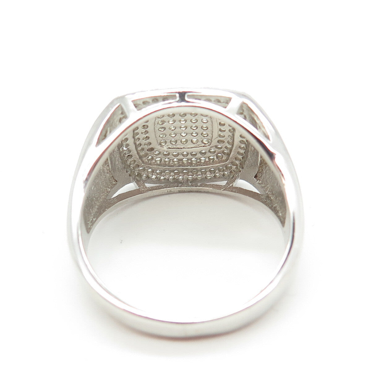 925 Sterling Silver Pave C Z Domed Ring Size 12.25