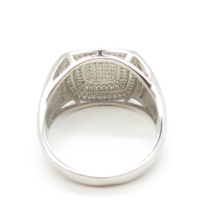 925 Sterling Silver Pave C Z Domed Ring Size 12.25