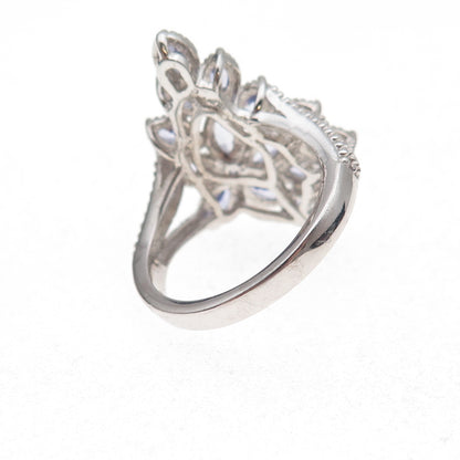 Chuck Clemency 925 Sterling Silver Real Tanzanite Floral Ring Size 8