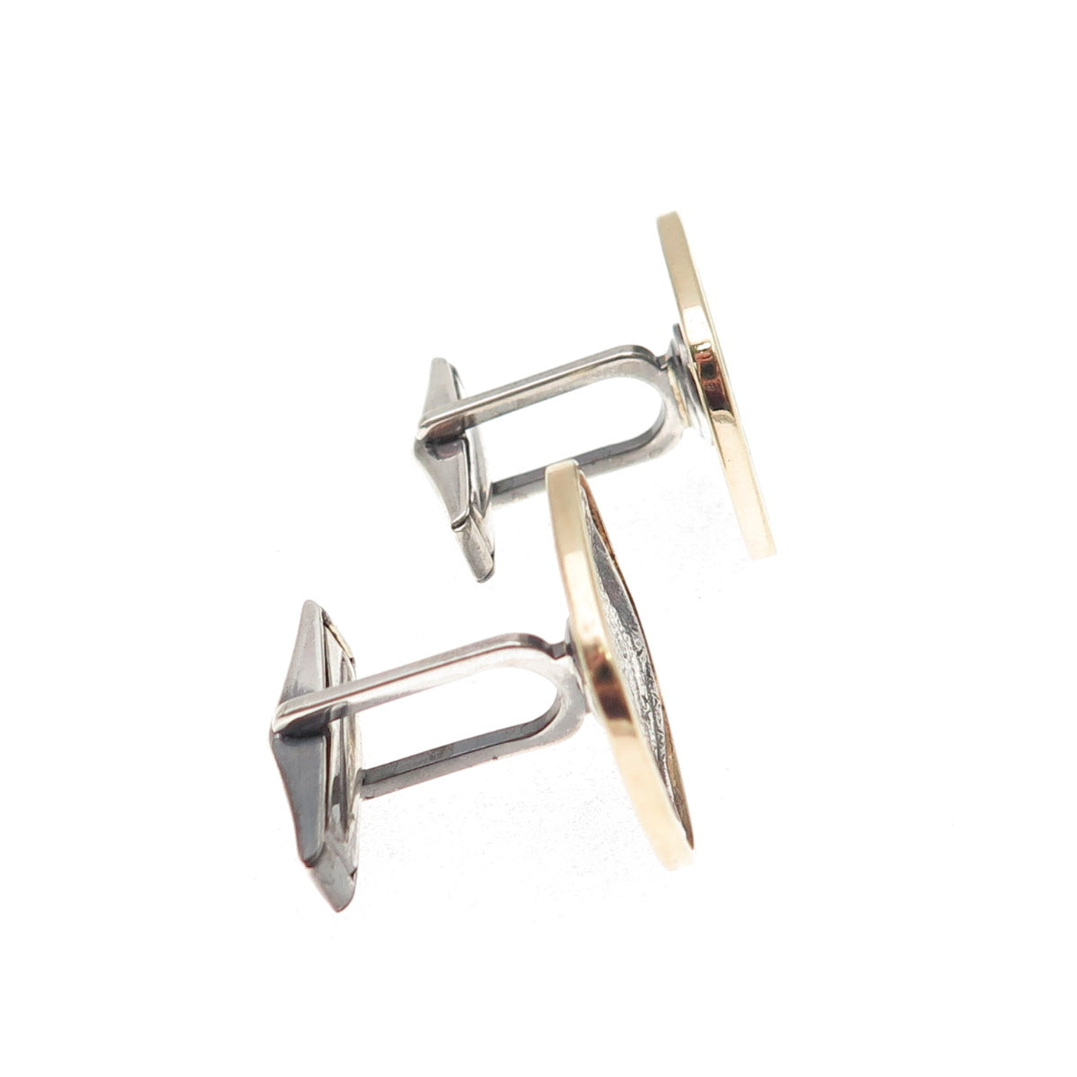 925 Sterling Silver 14K Gold Vintage Modernist Cufflinks