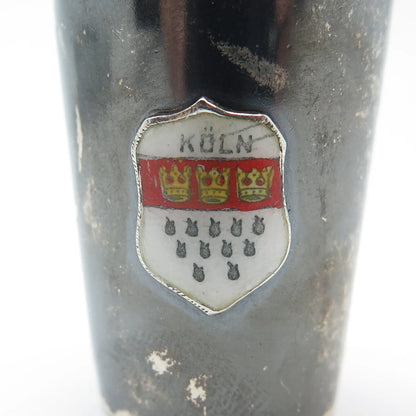 925 Sterling Silver Antique Colorful Enamel WWII "Köln" Shot Glass