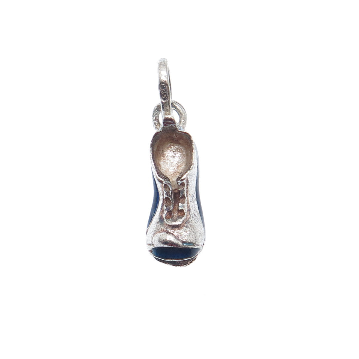 925 Sterling Silver Vintage Blue Enamel Torn Boot Mini Charm Pendant