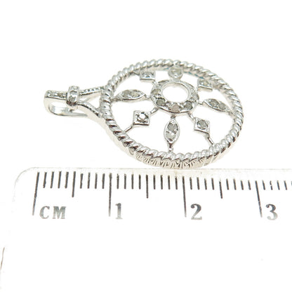 925 Sterling Silver Real Round-Cut Diamond Wheel of Fortune Pendant