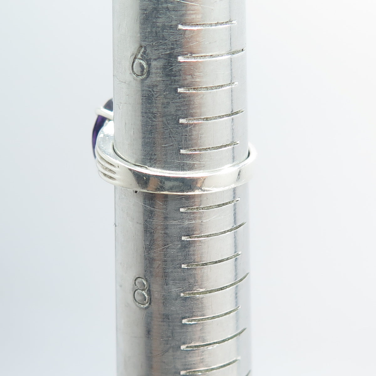 925 Sterling Silver Oval-Cut Purple-Color C Z Ring Size 7