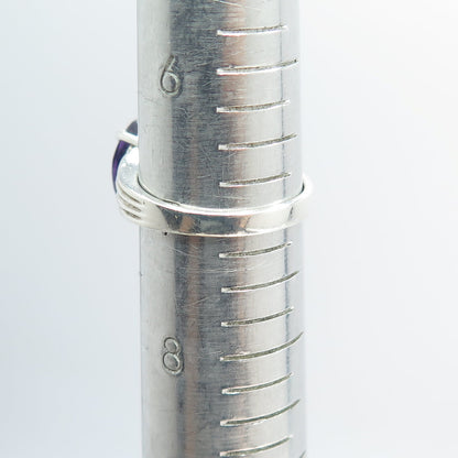 925 Sterling Silver Oval-Cut Purple-Color C Z Ring Size 7