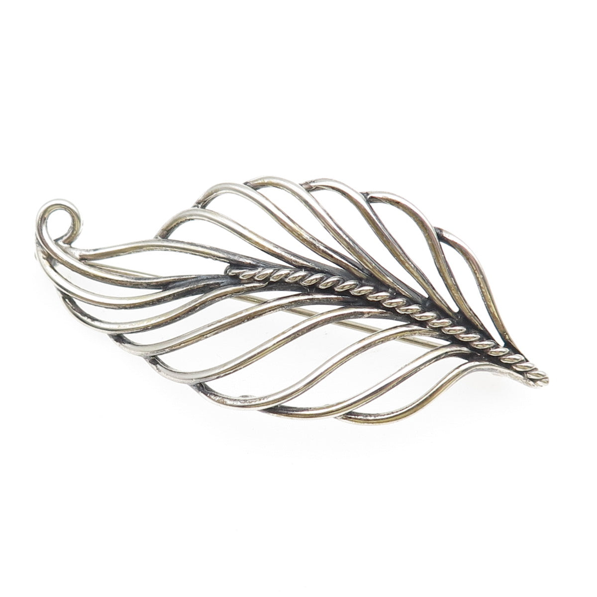 NAPIER 925 Sterling Silver Vintage Feather Oxidized Pin Brooch