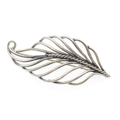 NAPIER 925 Sterling Silver Vintage Feather Oxidized Pin Brooch