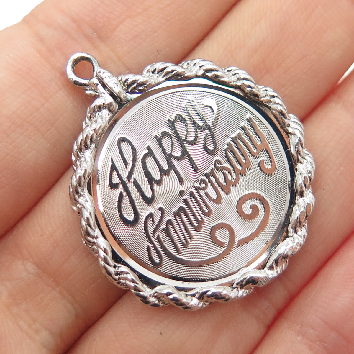 ELCO 925 Sterling Silver Vintage Happy Anniversary Charm Pendant