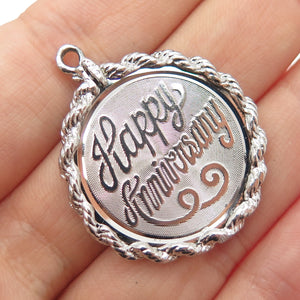 ELCO 925 Sterling Silver Vintage Happy Anniversary Charm Pendant