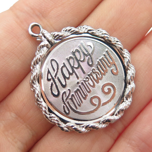 ELCO 925 Sterling Silver Vintage Happy Anniversary Charm Pendant