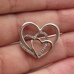 ALWAND VAHAN 14K Rose Gold & 925 Sterling Silver Diamond Heart Slide Pendant