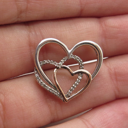 ALWAND VAHAN 14K Rose Gold & 925 Sterling Silver Diamond Heart Slide Pendant