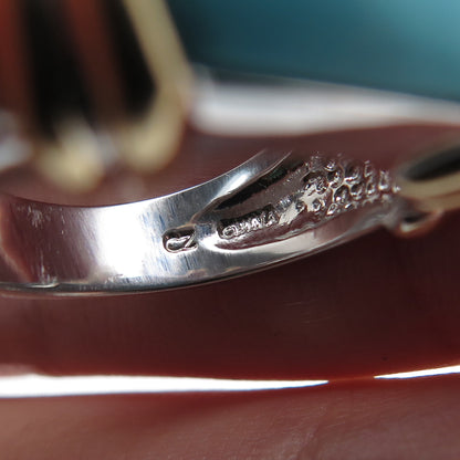 ROSS SIMONS 925 Sterling Silver 2-Tone Faux Turquoise & C Z Ring Size 6