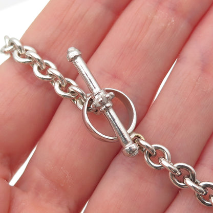 925 Sterling Silver Vintage Crescent Heart & Star Cable Chain Necklace 14"