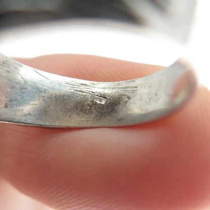 925 Sterling Vintage Real Black Diamond Jesus Ring Size 12.75 (missing 3 stone)