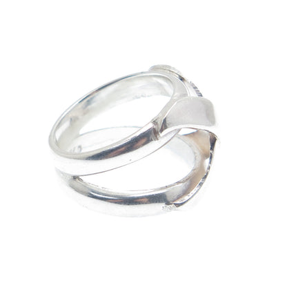 950 Silver Vintage Crossover Wide Ring Size 6.25