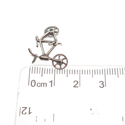925 Sterling Silver Antique Art Deco Bicycle Movable Mini Charm Pendant