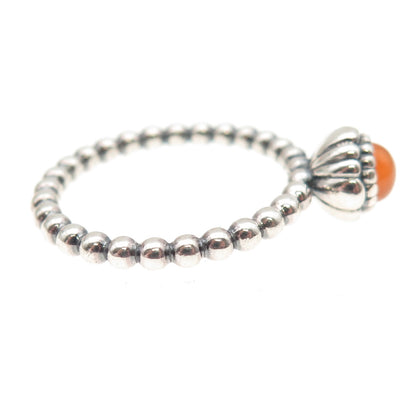 PANDORA 925 Sterling Silver Real Carnelian Birthday Blooms July Ring Size 8.25