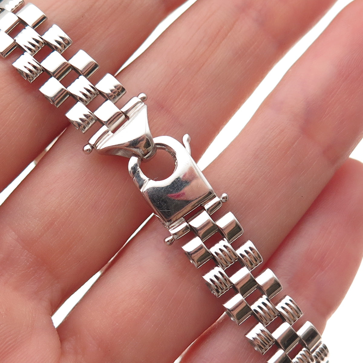 925 Sterling Silver Watch Band Link Bracelet 8.75"