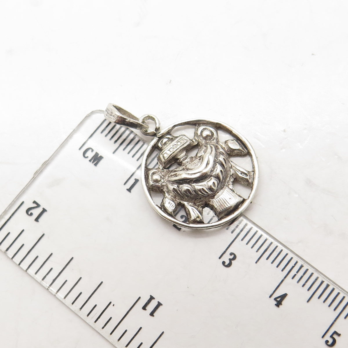 925 Sterling Silver Vintage Beetle Symbol Pendant