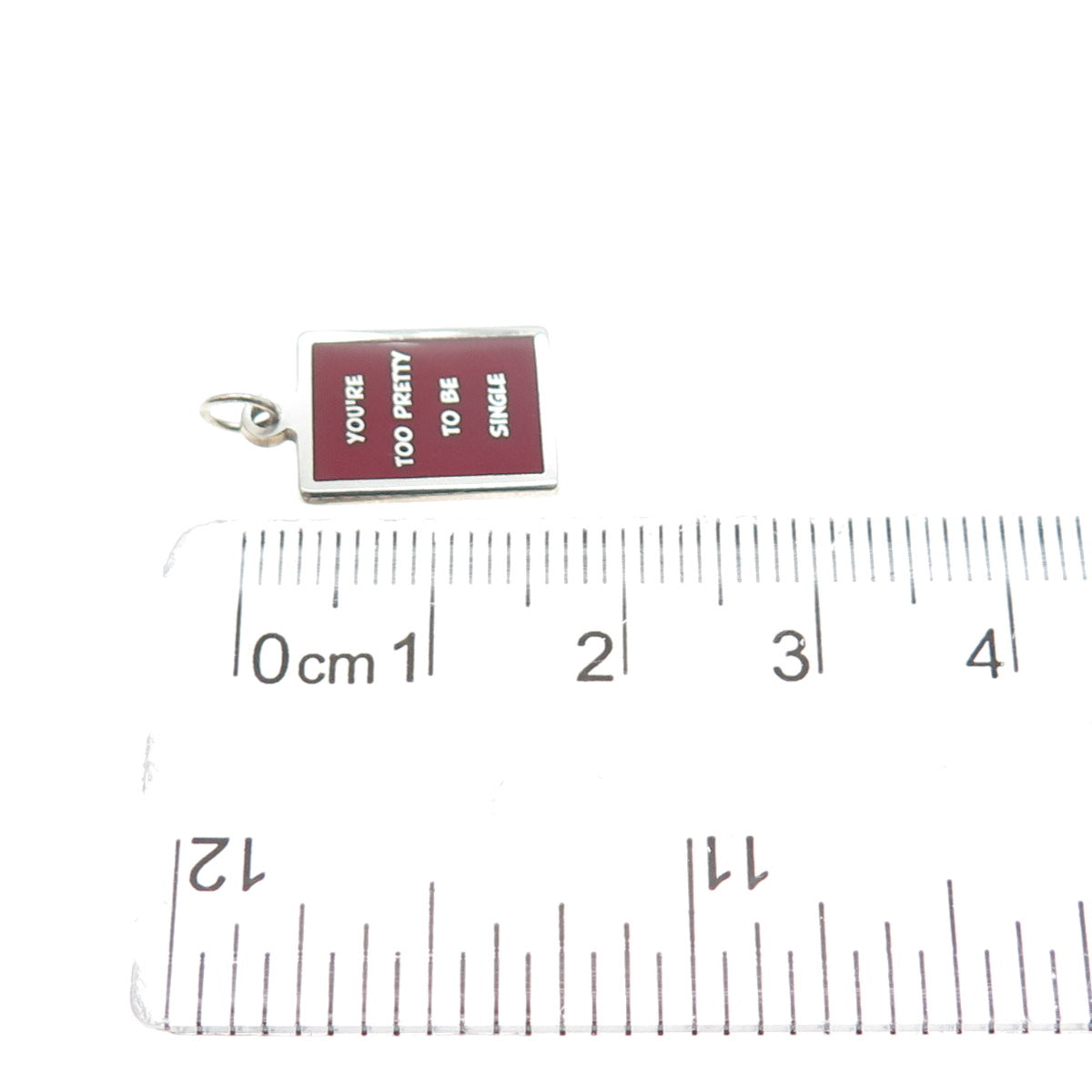 925 Sterling Red Enamel You're Too Pretty To Be Single Minimalist Charm Pendant