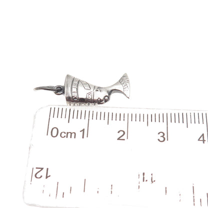 925 Sterling Silver Vintage Egyptian Nefertiti Oxidized Mini Charm Pendant